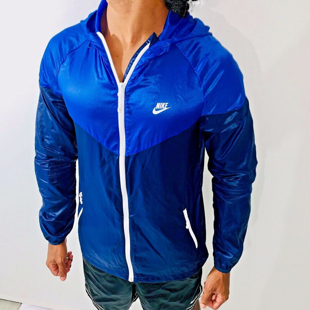 Nike Vintage Rare Glanz Jacket Windrunner Blue Navy Lightweight XL Logo Worn XL